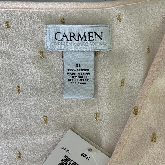 Carmen Marc Valvo Top NWT Womens Sz X-Large Blush'n Metallic Faux Wrap Pullover - Picture 4 of 6